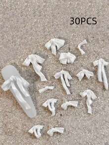 60个/30个流行3D缎面蝴蝶结美甲装饰 - 柔软塑形珠光丝带吊坠，混合美甲装饰套装 - 彩色 - 查看 9