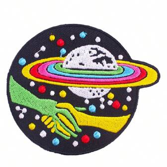 1 片彩色卡通太空刺绣布贴，适用于 DIY 服装、配饰、装饰