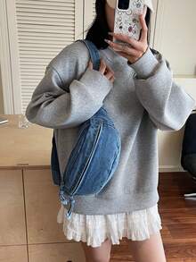 1 pieza (27cm*12cm*9cm) Bolso de pecho de mujer de moda, bolso de hombro, bolso cruzado, bolso de mensajero, el material es resistente a los arañazos y al desgaste, adecuado para compras, citas, salidas, viajes al trabajo, longitud ajustable de la correa, regalo para familia, amigos, novia, bolso de pecho de mujer casual y elegante en azul claro - Azul - Ver 3