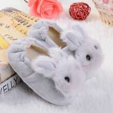 OpenHIPantuflas De Casa Para Nia Y Nio, Con Diseo Kawai Cute, Suave y Cmoda Material De Caucho Antideslizante - conejito gris+18,0 cm - Ver 4