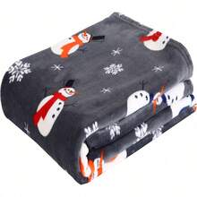 2026 Elegant Comfort Velvet Touch Ultra Plush Christmas Holiday Printed Fleece Throw/Blanket-50 X 60inch, (Reindeer), 50 X 60 Inch (W912) - Snowman Flake - 查看 2