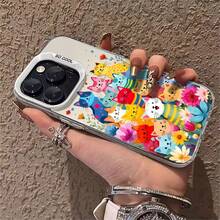 1pcs Colorful Cartoon Cats Phone Case Compatible with Apple Phone 17ProMax 16 15 14 13 12 11ProMax Pro Xs Max XS X 7plus 8plus Antidrop Phone Case Silicone Vintage Funky Cute Whimsical Can Be Given To Friends Can Be Given To A Lover - Plateado - Ver 2