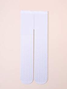 2pcs Baby/Toddler Girls' Fishnet Hollow Out Tights, Minimalist Black And White All-Match Colors, Versatile For Any Outfit, Spring/Summer - Black and White - View 4