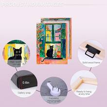 Impresiones de arte mural en lienzo de ventana abierta de gato negro de Matisse, pinturas coloridas y divertidas de Henri Matisse, pósteres vintage famosos, imágenes estéticas para habitaciones, obras de arte modernas, cuadros decorativos para sala, póster, con marco, pósteres, cuadros para la pared, marcos para cuadros, cuadro, Virgen de Guadalupe, salas - transparente - Ver 7