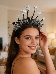 Silver Star & Moon Headband, Suitable For Women's Birthday Party, Wedding, And Cosplay. This Sun And Moon Headband Can Be Given As A Gift To Friends, Girlfriends, Family, Classmates, Etc. - Multicolor - View 10