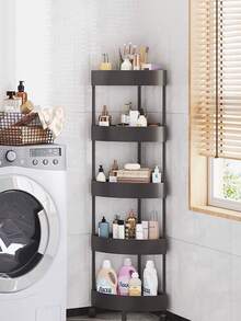 3/4/5层塑料三角滚动置物架兼立式淋浴置物架，节省空间，适用于角落、厨房、客厅、浴室、阳台和玄关，是节日送礼佳品。