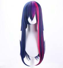 Cosplay Wigs Long Straight Blue Hair Halloween Party Hair Synthetic Wig,38046197 - Blue - View 5