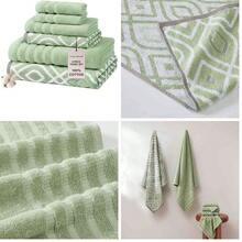 Leoon Amrapur Overseas Juego de Hilo teido Oxford Rayas Jacquard/slido Ultra Suave 500 G/m2, 100% algodn Peinado Juego de Toallas [Color Gris Ceniza] - 6 unidades (paquete de 1) + gris - Ver 1