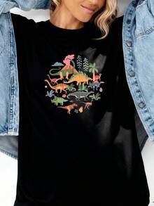 Cute Dinosaurs Illustration - Dino Collection - Classic T-Shirt - 黑色4 - 查看 2