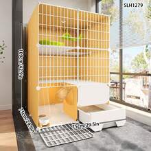 猫咪别墅家用猫笼，带猫砂盆，一体式猫屋，节省空间的猫窝，猫咪庇护柜 - 彩色 - 查看 1