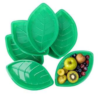 6/12pcs Reusable Palm Leaf Shaped Snack Trays, Suitable For Cookie, Chips, Candy Storage, Jungle Party, Hawaiian Theme Summer Party Decor