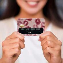 4张唇印信用卡贴纸，超薄防水防皱可移除乙烯基贴纸借记卡保护贴，返校季，学习用品