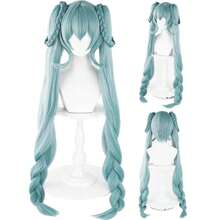 Long Curly Green Double Ponytail Braid Wig With Bangs 37.5'' Anime Wigs Cosplay Wigs For Women Wig Install Kit  Teal Pigtails Twin Tail Costume Wigs For Women Halloween Party Daily,38046577 - 漸層粉紅色 - 查看 1