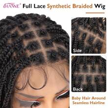Braided Wigs For Black Women Double Full Lace Box Braided Wigs Synthetic Wavy Glueless Braid Wig With  Hair 3D Curls Braided Wig 24 Inch (1B/30/27, Wavy-24),38059043 - 軍綠色 - 查看 5