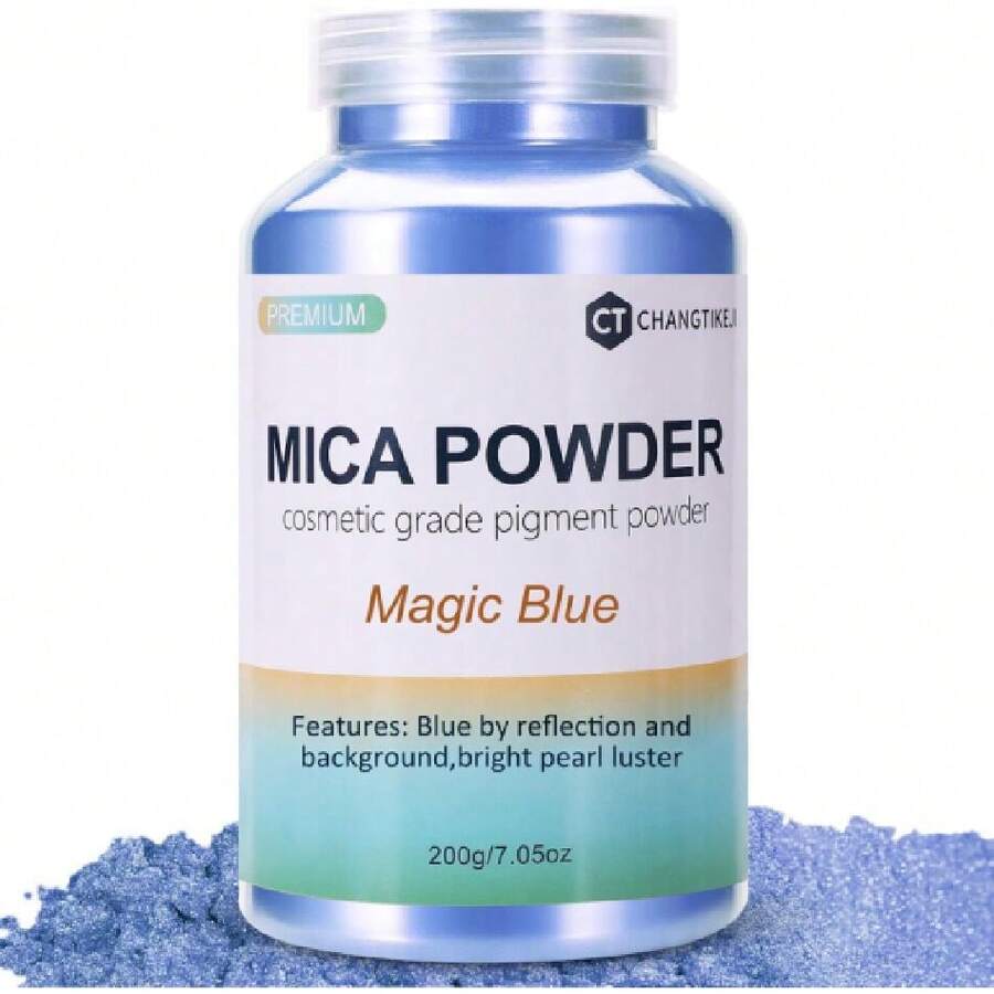 Mica Powder,7.05OZ(200g),Magic Blue Mica Powder Pigment For Epoxy Resin,Lip Gloss,Car Paint,Dye,Soap Making,Nail Polish,Epoxy Resin,Candle Making,Bath Bombs,38027108 - 藍色 - 查看 1