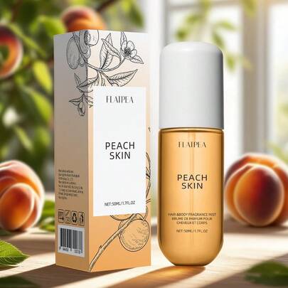 Bruma de fragancia FLAIPEA PEACH SKIN 50ml | Fragancia de melocotón sin alcohol | Bruma para el cabello y el Body, fragancia sutil y duradera | Adecuada para citas, uso diario, vacaciones | Fragancia portátil para mujeres, regalo o uso personal
