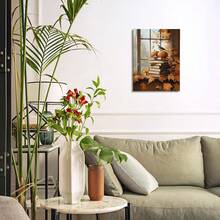YLZlhb Arte de Pared Vintage de Otoño con Libro de Pájaro y Calabaza, Impresiones en Lienzo Rústicas de Otoño, Decoraciones de Arte de Pared de Casa de Campo para el Hogar, Dormitorio, Sala de Lectura, Cuadros Decorativos para Sala, Póster, con Marco, Pósters, Cuadros para la Pared, Marcos para Cuadros, Cuadro, Virgen de Guadalupe, Salas - transparente - Ver 7