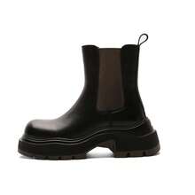 Bottines Chelsea à plateforme augmentant la hauteur, bottes  pour femmes, nouveau style, petites bottes courtes style britannique - Doublure en velours noir - Voir 9