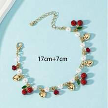Sweet Pearl Bracelet Versatile Crystal Cherry Bracelet Niche Simple Bracelet Jewelry Both Elegant And Practical, Perfectly Matches Any Outfit, Becomes An Ideal Accessory To Enhance The Overall Look - 04金色 - 查看 6