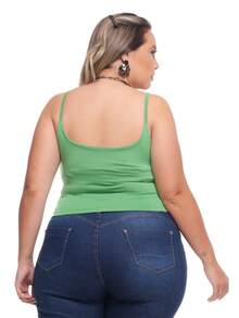 TOP Cropped Feminina Suflex Strap PLUS SIZE - Verde Oscuro - Ver 2