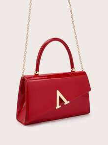 This Chic, Elegant, And Discreetly Luxurious Solid-Color Patent Leather Clutch Is Lightweight And Portable, Suitable For Teenagers, Women, College Students, Young Professionals, And Office Workers. It Is An Ideal Choice For The Office, Campus, Work, Business, Commuting, Outdoor Activities, Travel, Picnics, Parties, Weddings, Galas, And Formal Dinners. - Red - View 4