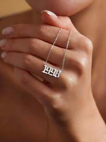 1pc Personalized Digital Necklace, Custom Year Necklace, Lucky Digital Jewelry, Custom Necklace, Name Necklace, Women's Necklace, Minimalist Jewelry, Valentine's Day Gift, Birthday Gift, Personalized Gift, New Year Gift, Mother's Day Gift - Multicolor - View 10