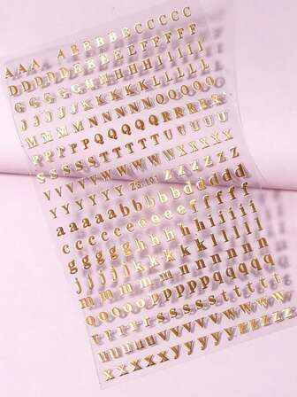 1 pieza Pegatinas de uñas con letras 3D, diseño de arte de uñas con letras del alfabeto en inglés cortadas con láser y autoadhesivas, adecuadas para mujeres y niñas