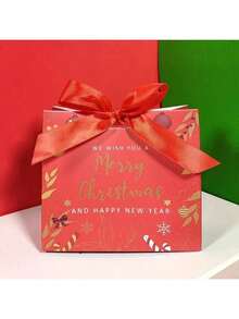10 pièces/paquet Nouveaux sacs cadeaux de Noël joyeux avec fenêtre en PVC, style INS boîtes à biscuits et bonbons en feuille d'or - Multicolore - Voir 6