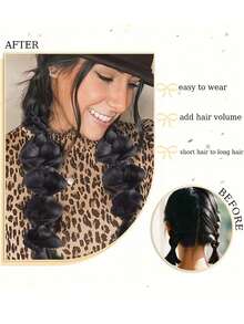 Ponytail Extensions Synthetic Wigs Lantern Bubble Braids Hairpiece With Rubber Hair Elastic For Women , Daily & Party Use, High Temperature Fiber Material Head Accessories
