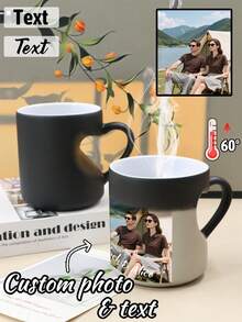 Mug Kopi Berubah Warna dengan Foto & Teks yang Dapat Disesuaikan, Mug Sensitif Panas yang Dipersonalisasi dengan Pegangan Berbentuk Hati, Hadiah Ulang Tahun dan Ulang Tahun Pernikahan dengan Foto Kustom, Cangkir Kenangan untuk Pasangan dan Teman - Gaya A - View 1