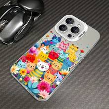 1pcs Colorful Cartoon Cats Phone Case Compatible with Apple Phone 17ProMax 16 15 14 13 12 11ProMax Pro Xs Max XS X 7plus 8plus Antidrop Phone Case Silicone Vintage Funky Cute Whimsical Can Be Given To Friends Can Be Given To A Lover - Plateado - Ver 4