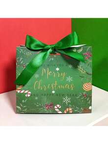 10 pièces/paquet Nouveaux sacs cadeaux de Noël joyeux avec fenêtre en PVC, style INS boîtes à biscuits et bonbons en feuille d'or - Multicolore - Voir 7