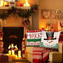 OpenHi TAGNEFLOR 4 Piezas Funda de Almohada de Navidad,Funda de Cojn de Navidad de 45 x 45 cm,Funda de Almohada Decorativa de Navidad para Sof, Silln, Cama Decoracin de Navidad (J) - j - Ver 8