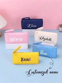 1pc Personalized Double-Layer Pencil Case, Large Capacity Pencil Box, School Supplies, Minimalist Personalized Pencil Pouch, Large Capacity Student Pencil Case Storage Bag, School Pencil Box, Personalized Pencil Bag, Double-Layer Pencil Bag, Minimalist Stationery Pencil Box, Back To School Supplies, Teacher's Day Gift - Multicolor - View 1