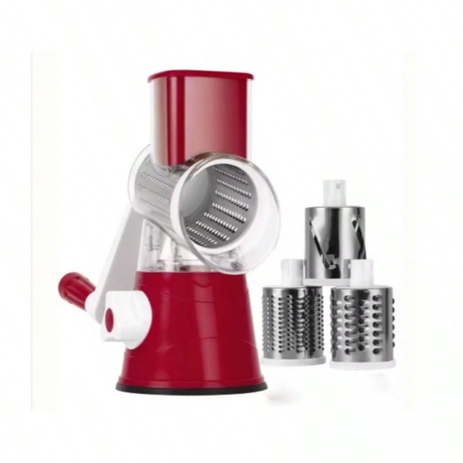 Cortador y Rallador de Verduras Manual con 3 Cuchillas de Acero y Base Antideslizante