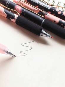 Black Frost Butterfly Ins Style Neutral Pen, European Style Packaging, Soft Grip, 0.5mm, Smooth Writing, Quick-Drying, Simple Design, Suitable For Students' Exam And Exercise, 6 Pens/Box Back To School - one-size - View 7