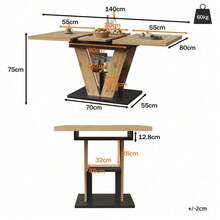 Table de cuisine/salon extensible – Dimensions 110-140 x 80 x 75 cm, plateau en bois veiné, adaptable à différents espaces - défaut - Voir 8