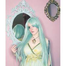 Long Green Cosplay Wig Mint Anime Striaght Wigs + Hair Cap For Halloween Costume Party,38048021 - 綠色 - 查看 2