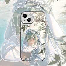 Kawaii Pastel Anime Girl Phone Case For  14/15/16 - Shockproof Cover, Vibrant Eye Sleek Line Art Cute Graphic Design - Naranja - Ver 9