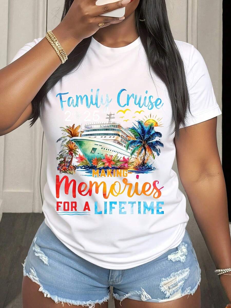Family Cruise 2025 Making Memories For A Lifetime Tropical Ship Vacation Shirt Summer Travel Souvenir Gift For Cruise Enthusiasts And Vacationers - 白色4 - 查看 1