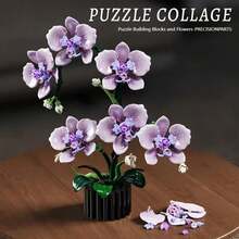 Orchid Building Block Flower Set, Assembled Flower Desk Decor, Exterior Floral, Stress Relief, Enjoy Quiet Assembly Time, Holiday/Birthday Gift, Suitable For Gifting - Multicolor - View 3