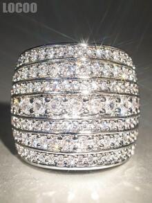 1枚奢华立方氧化锆戒指，女士款，适合婚礼、订婚、周年纪念、派对、情人节等场合佩戴。 - 1# - 查看 12