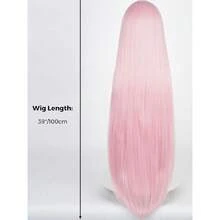 Zero Two 02 Cosplay Wig + Horn Headband, 39'' Wigs Cosplay Wigs For Women Wig Install Kit Long Straight  Pink Anime Wig With Bangs Pastel Pink Wigs For Women Halloween Party,38046572 - 粉色 - 查看 6