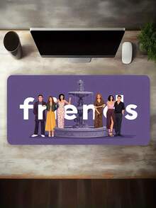 1 件复古电视剧主题六人组喷泉场景鼠标垫，超大加厚，防滑，适用于办公和游戏 - 彩色 - 查看 2