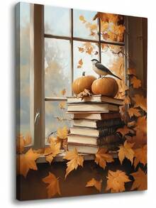 YLZlhb Arte de Pared Vintage de Otoño con Libro de Pájaro y Calabaza, Impresiones en Lienzo Rústicas de Otoño, Decoraciones de Arte de Pared de Casa de Campo para el Hogar, Dormitorio, Sala de Lectura, Cuadros Decorativos para Sala, Póster, con Marco, Pósters, Cuadros para la Pared, Marcos para Cuadros, Cuadro, Virgen de Guadalupe, Salas - transparente - Ver 9