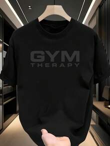 Gym T-shirt |   Gym Therapy | Gifts for men | Suitable for wearing at the gym | 100% Cotton | 180Gsm | Unisex - Negro - Ver 2