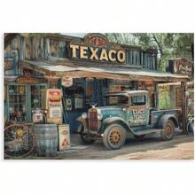 Vintage Texaco Gas Station Print, Rustic Old Truck Wall Art, Retro Garage Decor, Classic Americana Photography, Man Cave, Texas Art Unframe-style xinch(xcm)cuadros decorativos para sala,poster,con marco,posters,cuadros para la pared ,marcos para cuadros,cuadro,virgen de guadalupe,salas - transparente - Ver 2