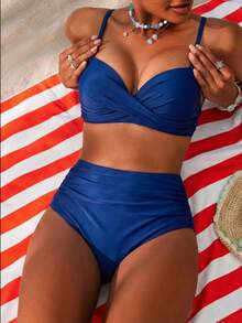Women Bikini Sets - Navy Blue - View 3