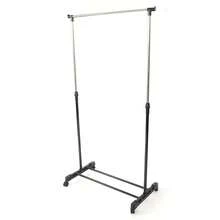 Single-Bar Clothes Rack With Shoe Shelf - Black & Silver, Vertical & Horizontal Stretching Stand, Space-Saving, Ideal For Entryway Bedroom, Organizes Garments Footwear Easily - 黑色 - 查看 1
