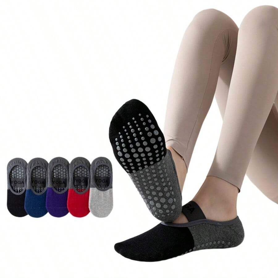 1 Pair Women's Colorblock Pilates Socks, Non-Slip Yoga Socks, Dance Socks, Floor Socks - Multicolor - View 1